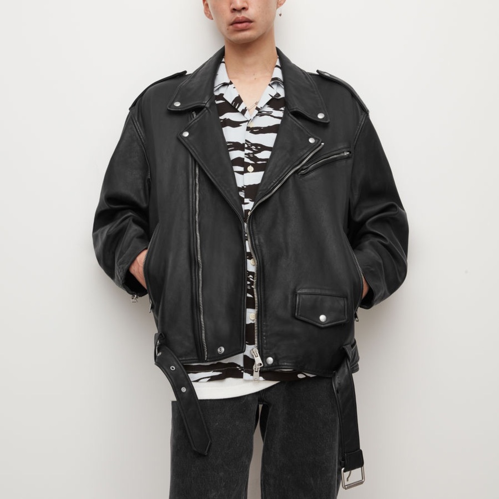 All Saints Shoga Oversized Leather Biker